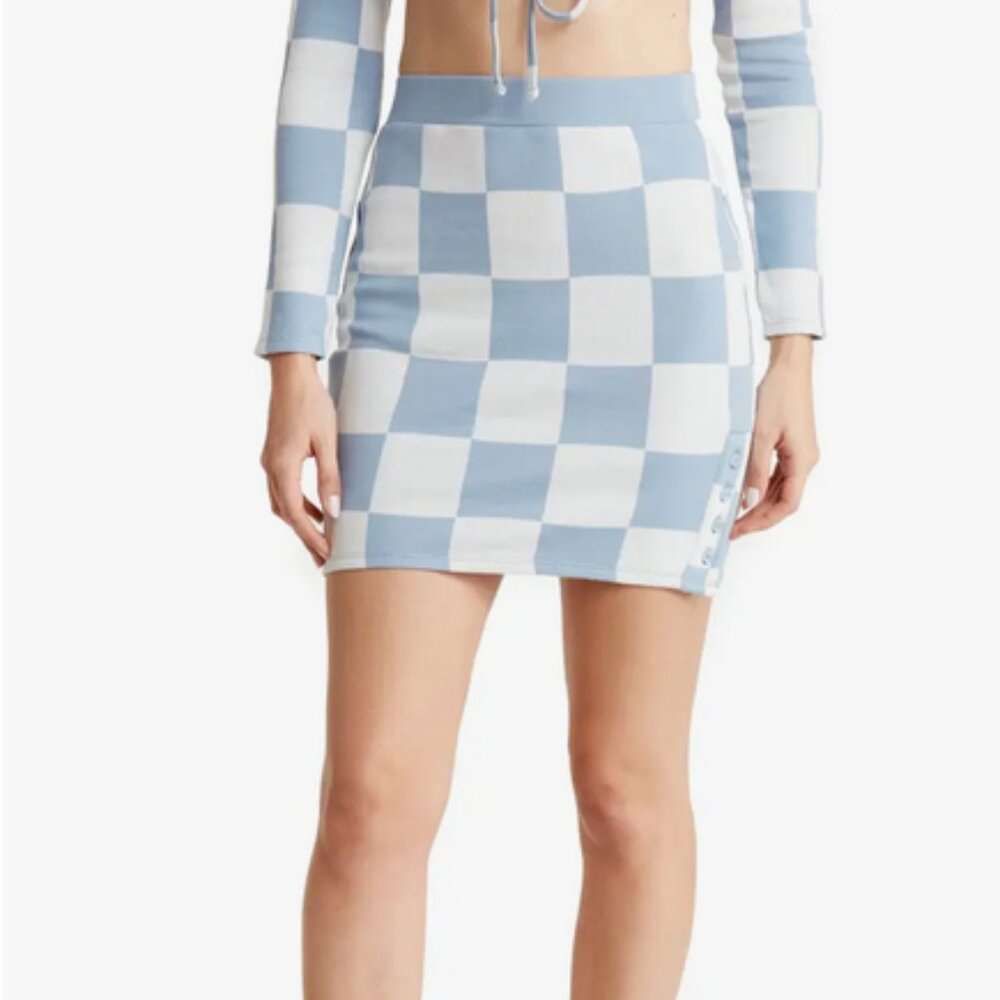 Obey Fitted Mini Skirt "Lydia" Seal Ice Checker